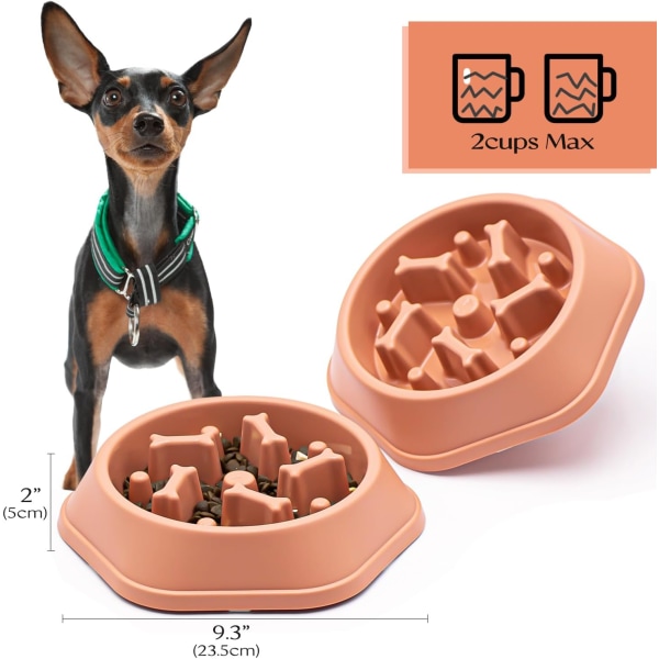 Hundskål Hund Slow Feeder Skålar Bloat Stop Food Bowl Interaktivt pussel Healthy Eating Bowl (Rosa)