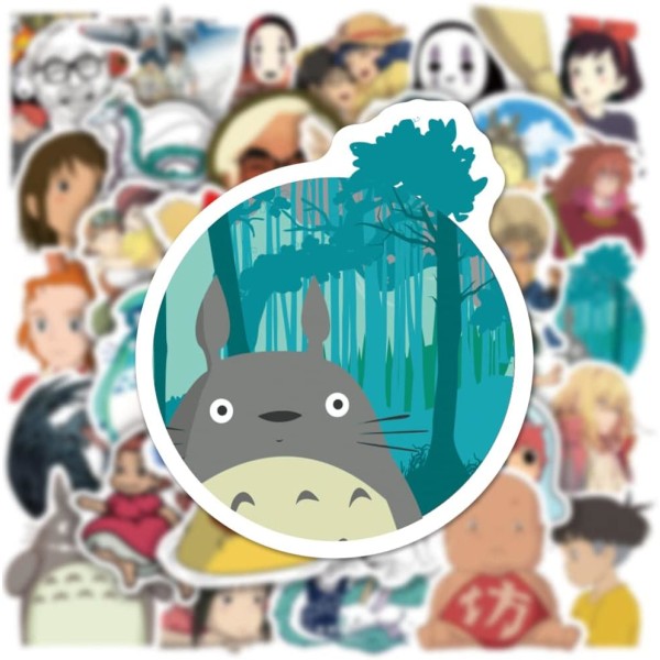 Tarrat Sarjakuvatarrat, Studio Ghibli Anime-tarrat kannettavaan tietokoneeseen, autoihin, puhelimeen, vesipullo, rullalauta, matkalaukku, kitara, tyyny 50 kpl