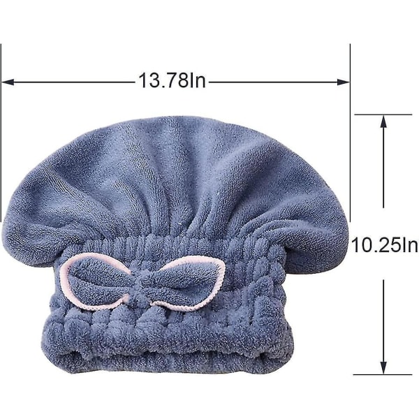 2 stk mikrofiber hårtørkehetter, ekstra myke og ultraabsorberende, hurtigtørkende hår Turban Wrap-håndklær dusjhette (blå+beige)