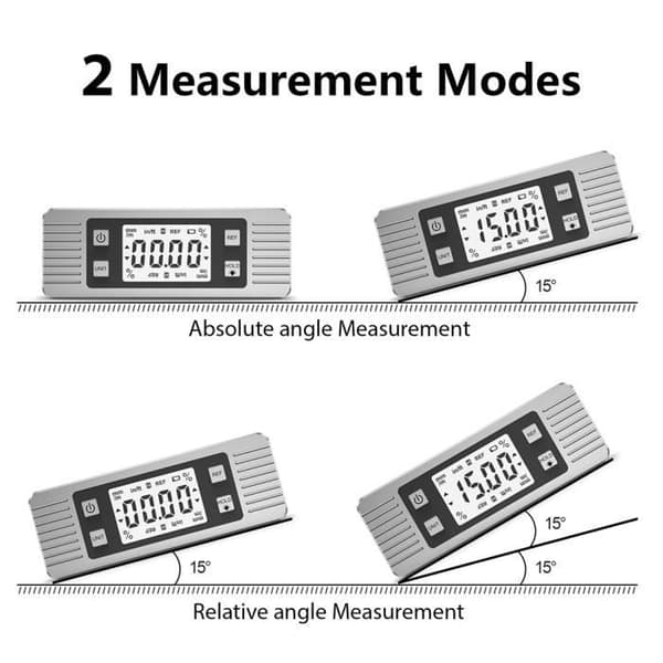 4-i-1 Digital Inklinometer - MIOLOE - Vinkelmåler og Vater - ABS Plast - Magnetisk