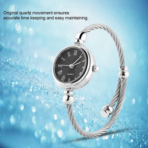 Dame Quartzure, Kvindelig Analog Rund Legeringsrem Åben Armbåndsur 1