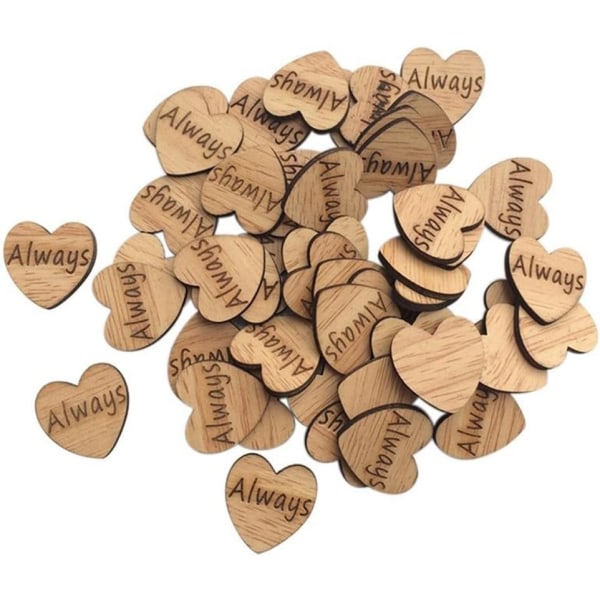 Maalaistyylinen puinen 50 kpl puuta Love Heart Stars hääpöydän hajontakoristeluaskarteluja (9#)