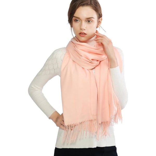 Dameskjerf Pashmina sjal og omslag for bryllupsskjerf for kvinner vinter(Rosa-2)