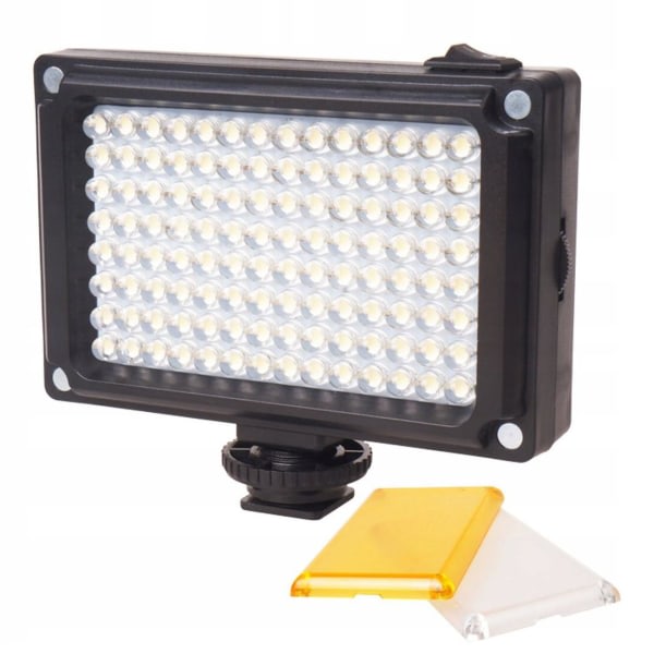 Bærbart LED-kameralys med 2x fargefilter svart