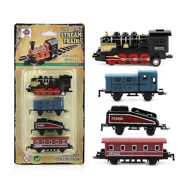 Mini Simulerings Damptog Træk-Tilbage Togmodel Diecasts Lokomotiv Legesæt Legetøj til Børn Drenge Piger black