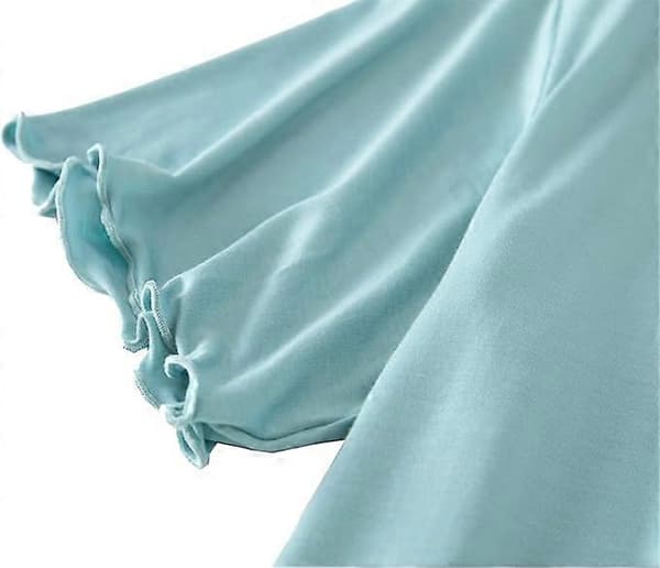 Nattlinne för kvinnor, kortärmad, knäppning, V-ringad, nattlinne, avslappnad pyjamas, plusstorlek M