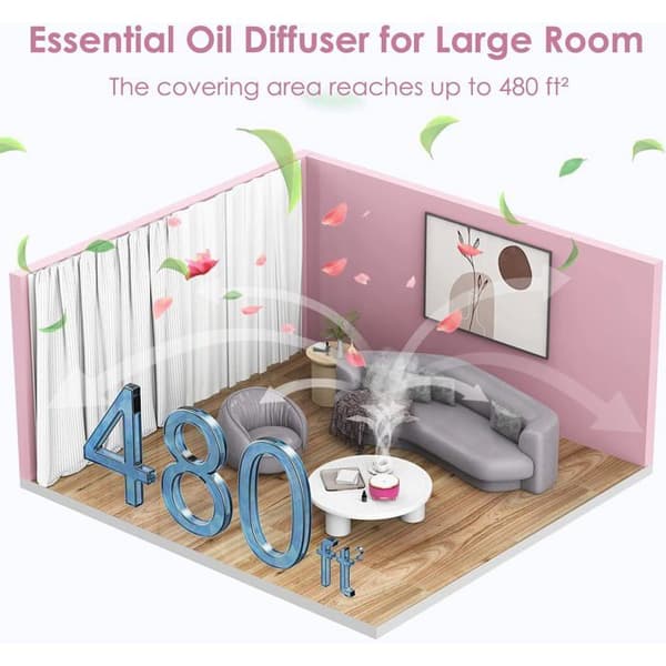 500 ml Ultralyd Aroma Diffuser, Stor Kapacitet Hjem Luftfugter med Trælook, Oliefordeler