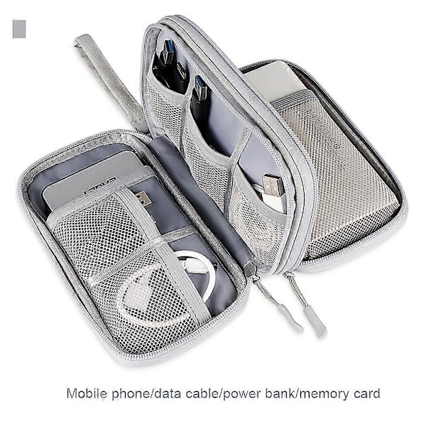 Vanntett Oppbevaringsveske for Elektronisk Tilbehør - Bærbar Reiseveske for USB-minne, Harddisk, Hodetelefoner og Mer Grey Single Layer