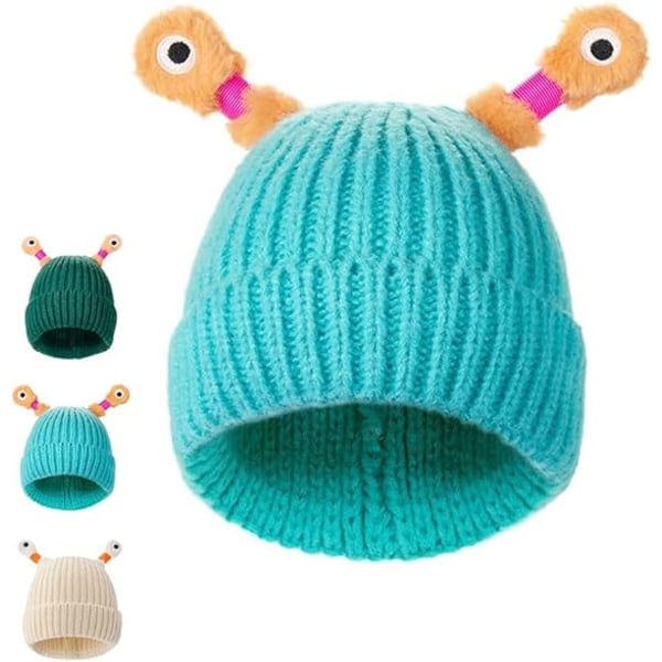 Lapsi söpö hehkuva pieni hirviö neulottu hattu, hauska hehkuva hirviö käsintehty hattu, naisten talvihatut, lasten talvihatut, syksyn ja talven hauska neulottu hattu