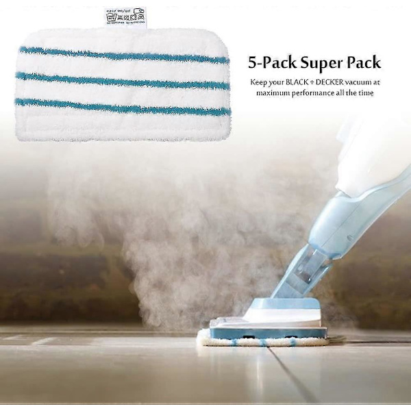 5-pack Mikrofiber Ersättningsrengöringsdynor För Black Decker Ångmopp