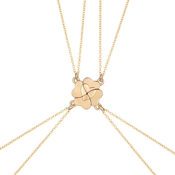 4 osaa/setti Puzzle-ommelun kaulakoru, henkilökohtainen sydämen riipus, choker-ketju Gold-color