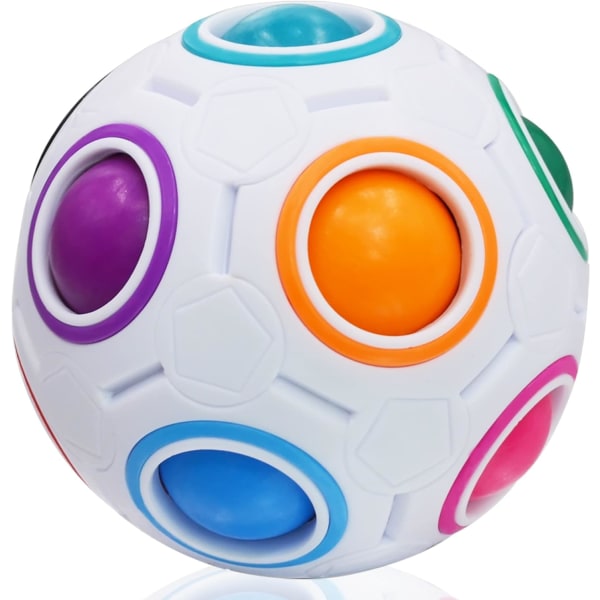 Magic Rainbow Ball, Fidget Ball Speed ​​Cube Pussel Ball Cube Brain Teasers Pedagogisk leksaksstrumpa fyllmedel för barn och vuxna, vit