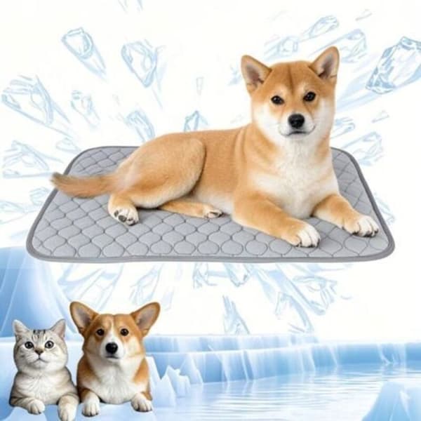 Selvaktiverende kølemåtte til hunde/katte – 70x55 cm, ideel til hjem og rejser – Grå