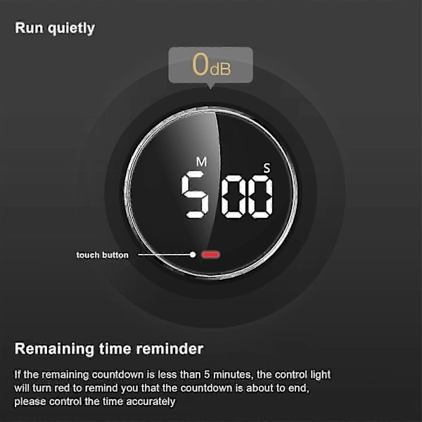 Digital LED Timer Manuel Nedtællings Alarm Clock Magnetisk Stopur Brusebadstimer