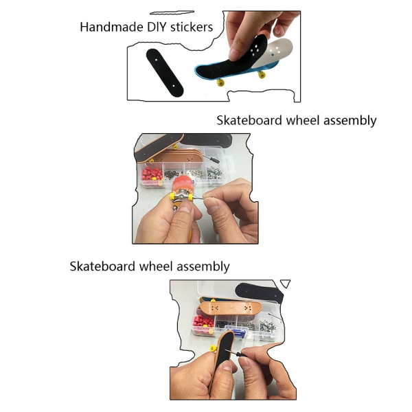 Mini Gripbräda med Mini Skiftskruv Professionel Mini Skateboard Finger Skateboard Gripbräda Kit med 5-pak