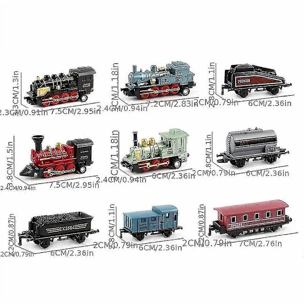 Miniatyr Damptog for Jenter og Gutter - Trekk-og-Slipp Modell i Metall - Lokomotiv Lekesett blue
