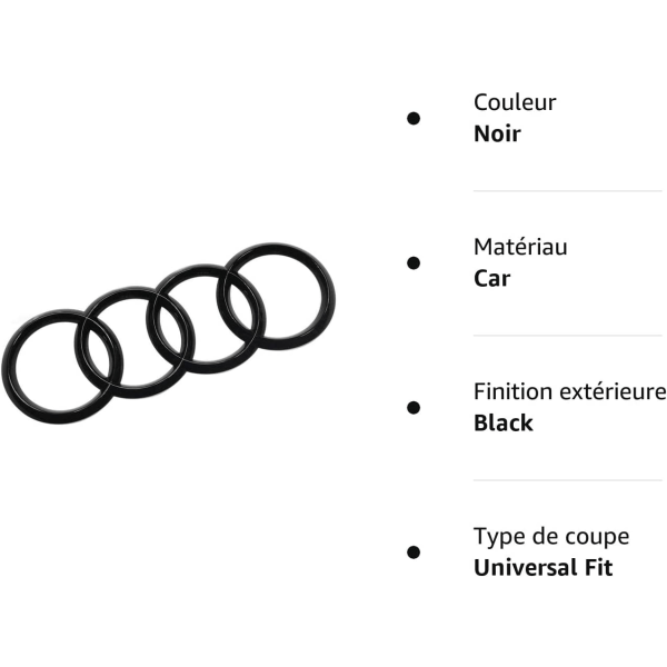 Audi Rings Black Edition Emblem Blackline Logo Black 27,3cm