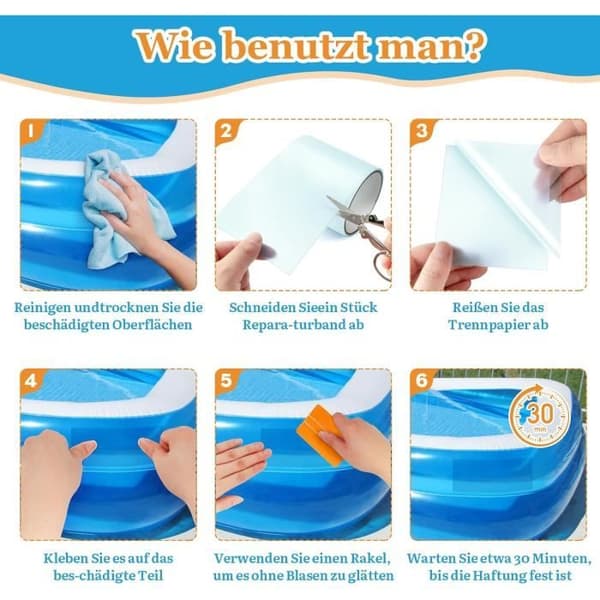Reparationssæt til swimmingpool, 15x100cm undervands pool-lap + 6 stk. 10x10cm pool-lapper, PVC