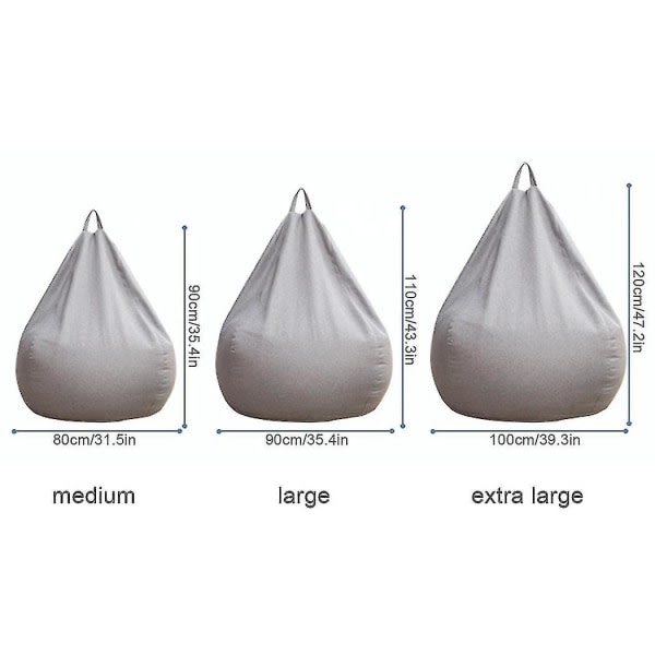 Ny design extra stor sittsäck fåtölj sofföverdrag inomhus lat fåtölj för vuxna barn Hotsale! Grå Grå 100*120cm