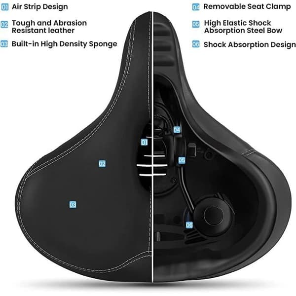 Selle cykelsadel - Extra stor - Memoryskum - Ergonomisk komfort - Svart