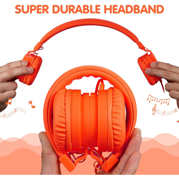 Vikbara hörlurar, On-Ear Audio Justerbara lätta hörlurar för mobiltelefoner Smartphones Iphone Bärbar dator Mp3/4 hörlurar (orange)