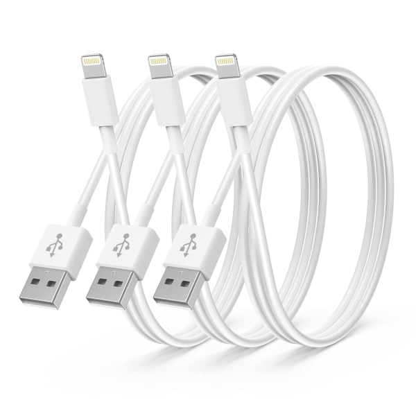 3Pack-lader, USB-kabel 2 meter, hurtiglading for 13 14 (hvit)