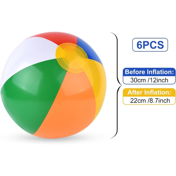 Oppblåsbare strandballer, regnbue strandball i bulk for familiesvømming, bassengfest, sommerlek