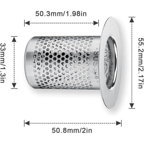 Brusehårfilter, 3 stk. brusehårfilter i rustfrit stål, 5,5 × 5 cm køkkenvaskfilter til altan, køkkengulvafløbsfilter