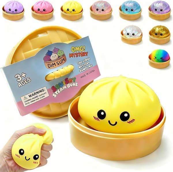 Glitter Dumpling Squishy Legetøj, Blød Strækbar Klemmebold med Damper til Børn og Voksne