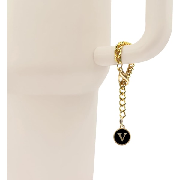 Bokstav V-smykketilbehør med initialer på kjede, egnet for 30 40 oz med håndtak - 2 stk.