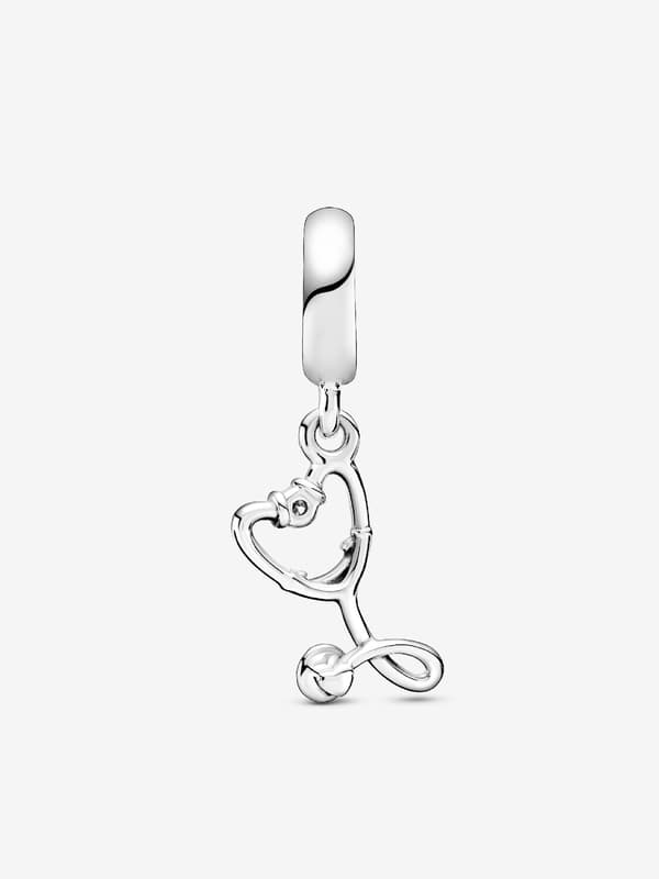 Stetoskop Hjerte Dingle Charm - Sterlingsølv