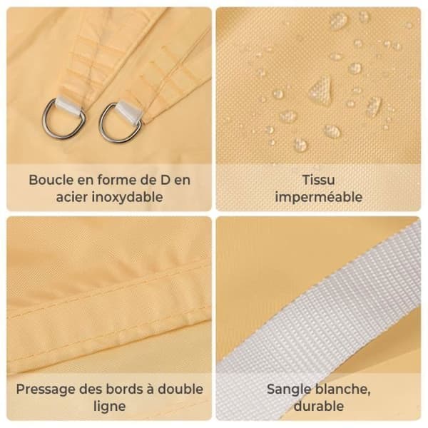 Trekantet solseil - Beige - 3x3x3M - 420D Oxford-stoff - 95 % UV-beskyttelse