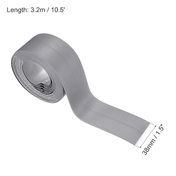 Vattentät tätningslist tejp självhäftande 1,5\"B x 10,5'L PVC tätningstejp för kök badrum grå