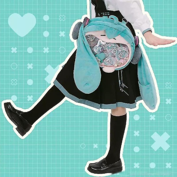 Kawaii Anime Hatsune Miku Cosplay Plysch Ryggsäck Ita Väska Kvinnor Väska Skola Student Män Sammet Axelväska Flicka Present blue