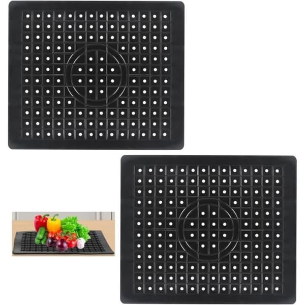 Pi kjøkkenvaskmatte - 2 stk - TPR-gummi - 31,4 x 26 cm - Svart