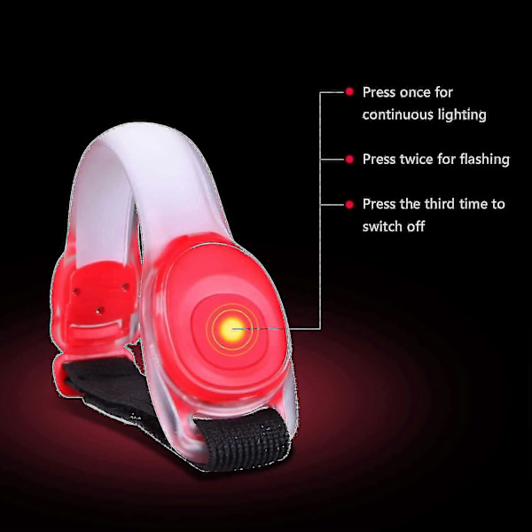 4-pack LED-armband med reflex - för löpning och jogging Red