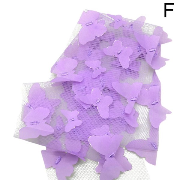 3D Fjärils Spets Tyg Gradient Rosa Blå Tulle Tyg Regnbåge Mesh Tyg Light Purple