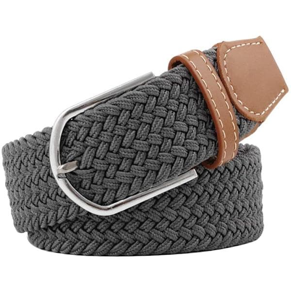 Flerfarget Elastisk Vevd Belte Casual Flettet Stretch Belte Grå Grey