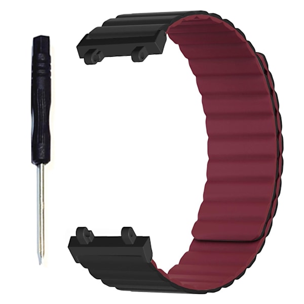 Holdbar rem til Amazfit T-rex 2 - Stødtæt armbånd, svedtæt løkke Black wine