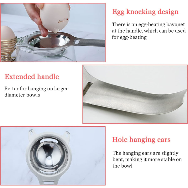 Eggplommeseparatoren, Eggehvite-Eggeplommefilter, Eggutvinningsverktøy for Kjøkkenbaking st-ainless st-eel