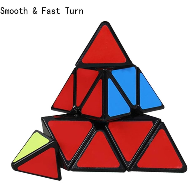 Magic Cube, Pyramid Triangle Puzzle Cube med PVC-dekaler för vuxna och barn, svart