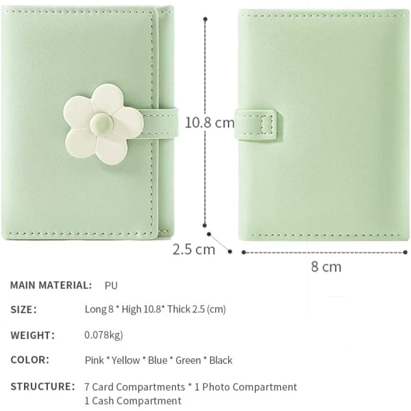 Flickor Dam Plånbok Tri-vikt Blommor Plånbok Kontantficka (Grön)