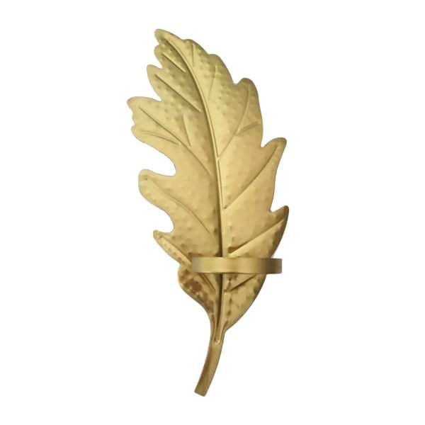 Dekorativ gull-lysestake veggmontert metallblad lysestake for kreativ veggdekorasjon hengende lampe for hjemmet
