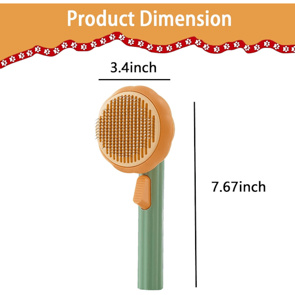Hunde- og kattebørste, plejebørste, Slicker-plejeredskab til langt hår eller kort kæledyrsbørste nemt