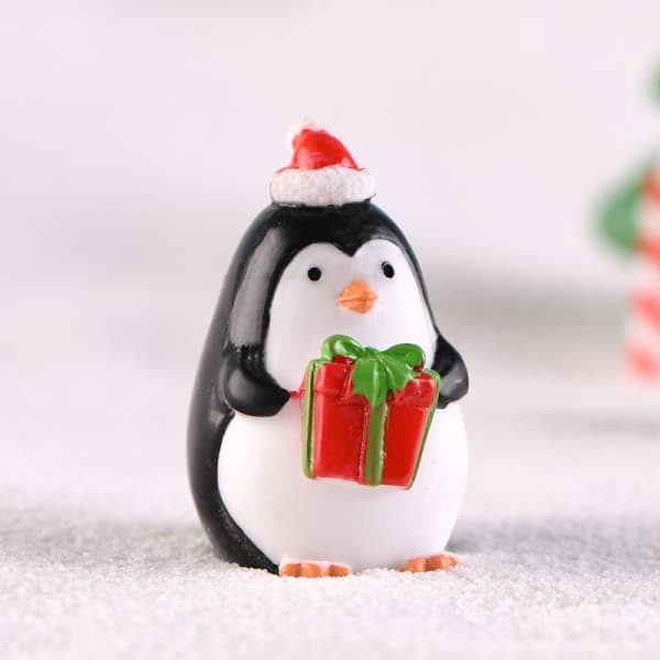 Desktop Pingvin Ornamenter Leke DIY Mikrolandskap Pingvin Miniatyr Jul