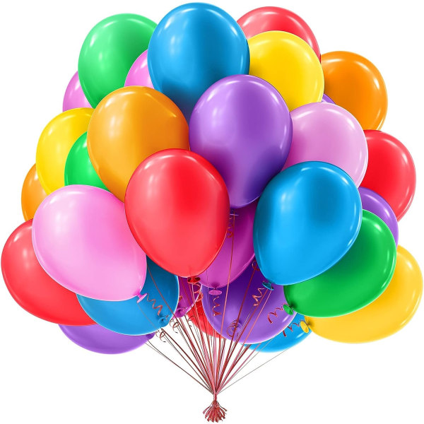 Regnbueballonger, 100 stk 10 tommers lateksballongpakke med ballongsett, fargerike festballonger, bursdagsfestdekorasjoner