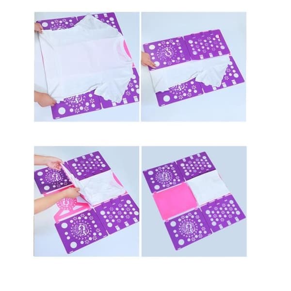 Vasketøjsfoldbræt - Børne- og voksentøjsfolder til skjorter og T-shirts 58*68cm - Lilla og Pink