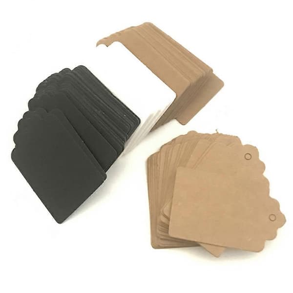100 st 5x3 cm Kraftpapper Hänglapp Förpackningsetikett DIY Bröllopsfest Presentdekoration White