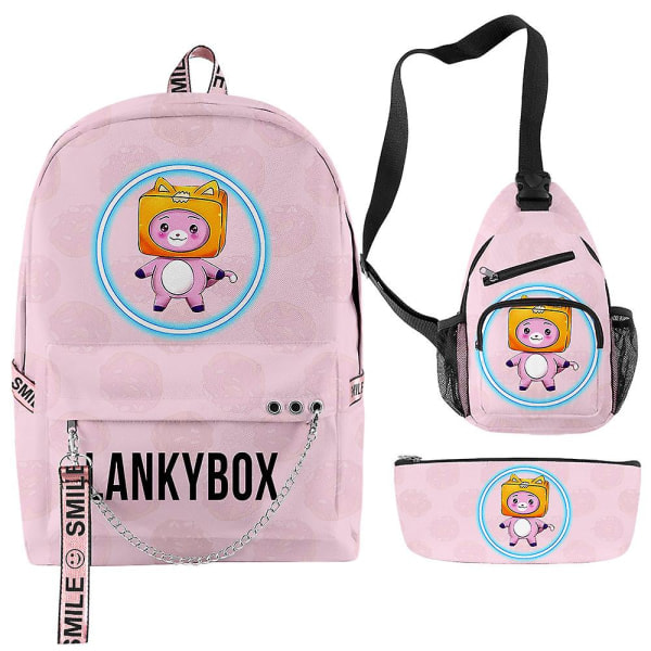 lankybox cartoon school bag student lunch bag in three parts style15