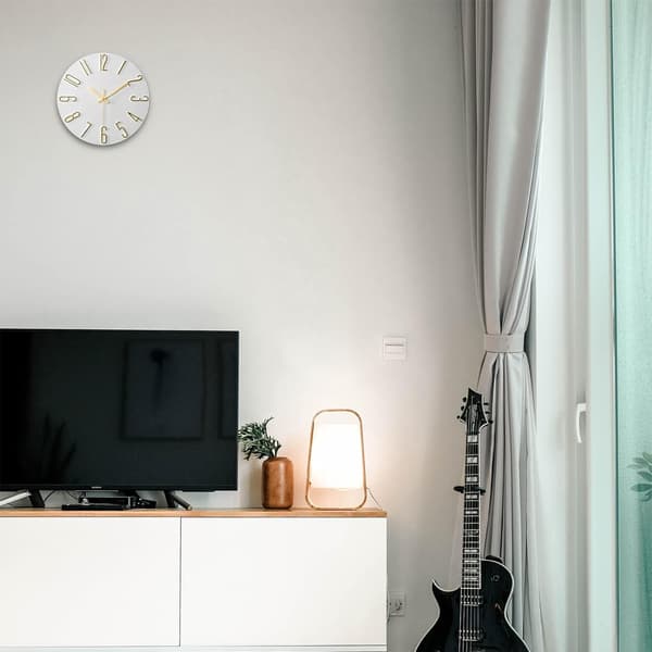 Modern Design Precision Tyst Väggklocka Utan Tickande, 30 cm Väggklocka för Hemmet (Vit)